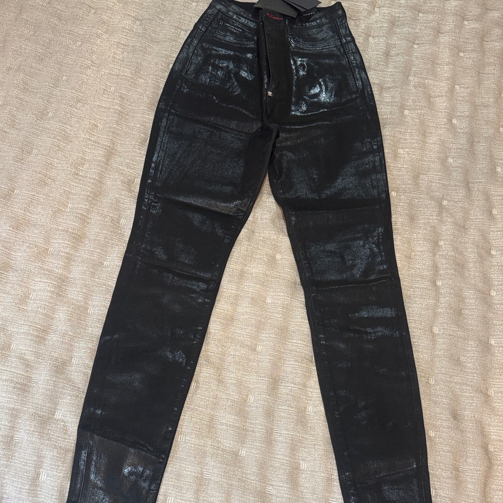Philipp Plein Black Coated Skinny Jeans